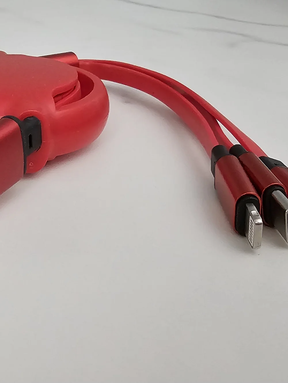 Multi-Connector Retractable Charging Cable - Red